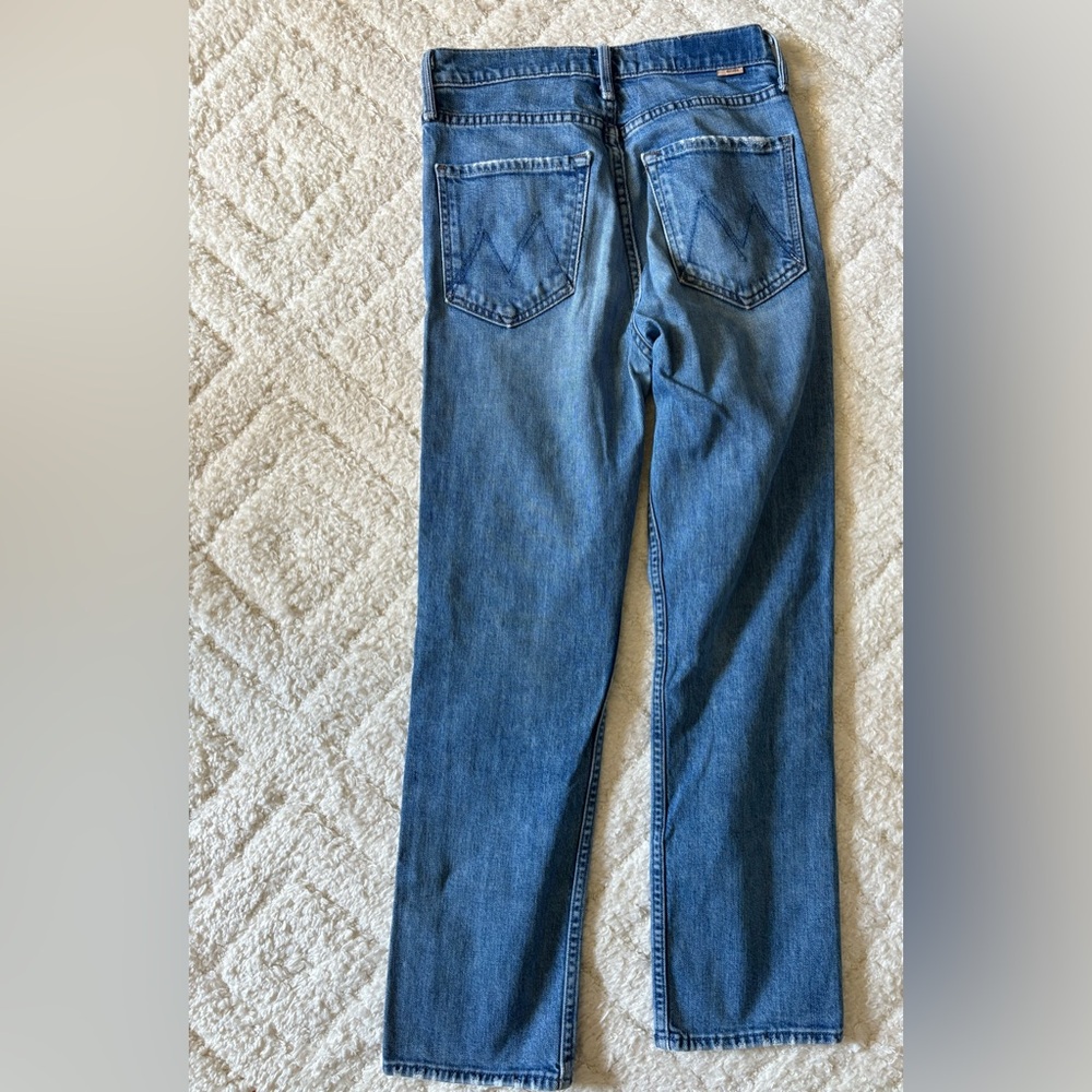 MOTHER Straight Leg Jeans in Medium Blue - Picture 4 of 5